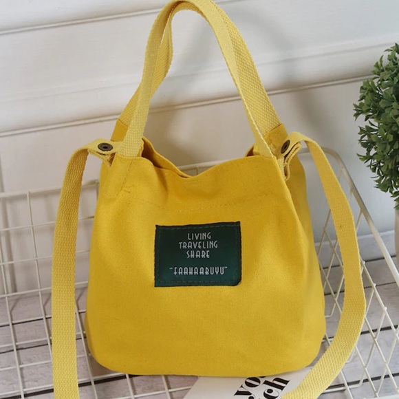 Handbags - Yellow Convas handbag